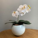 Ver imagem 5 de Orquídea Branca Artificial Arranjo no Vaso Branco Flores Permanentes Decore Fácil Shop