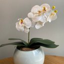 Ver imagem 2 de Orquídea Branca Artificial Arranjo no Vaso Branco Flores Permanentes Decore Fácil Shop