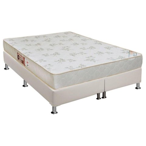 Cama Box Queen: Colchão Espuma D33 Castor Sleep Max Relax + Base CRC Courano White(158x198)