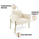 Ver imagem 3 de Poltrona Sala Decorativa Marisa Pé Aço Dourado Veludo D03 - D’Rossi