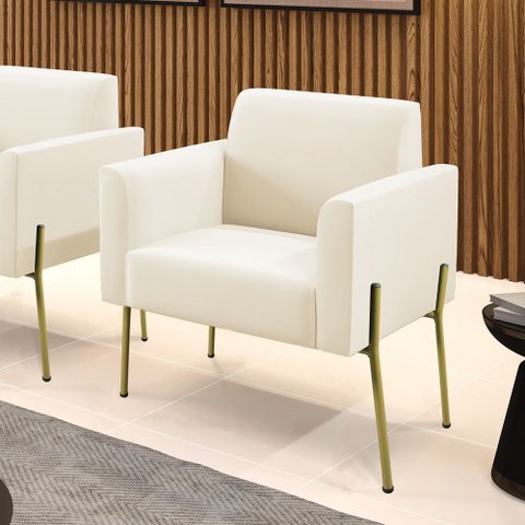 Poltrona Sala Decorativa Marisa Pé Aço Dourado Veludo D03 - D’Rossi