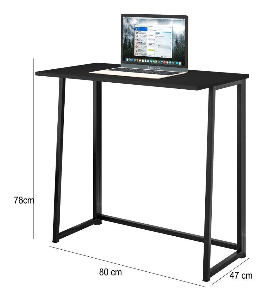 Mesa Dobrável Apoio Para Notebook Estudos Trabalho Madeira - Preto - 3