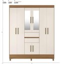 Ver imagem 4 de Kit Guarda Roupa Casal com Espelho 8 Portas Munique Cômoda Astral Amêndola Touch Off White