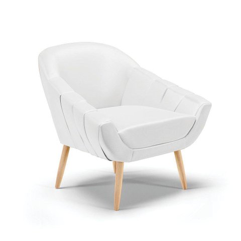 Poltrona Corino Pés Palito Natural Branco
