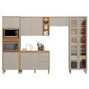 Ver imagem 1 de Cozinha Completa Allure 12 Portas 4 Gavetas 100% Mdf com Vidro Jequitibá/gris - Linea Brasil