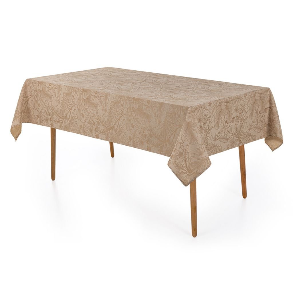 Toalha de Mesa Retangular 160x270cm Sempre Limpa Bege Aurora