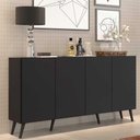 Ver imagem 2 de Aparador Buffet Retrô Multimóveis Veneza 4 Portas Preto