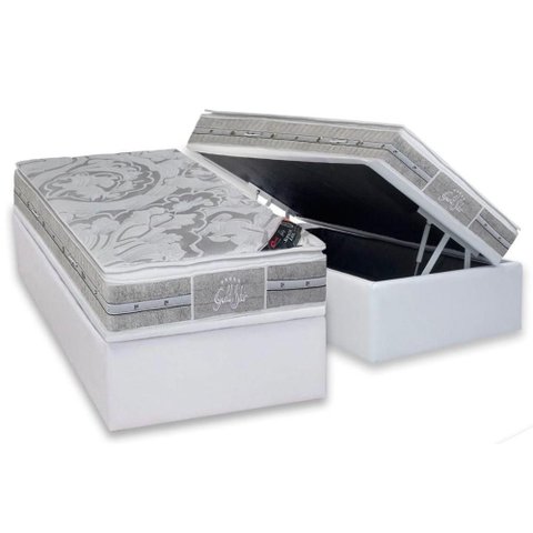 Cama Box Baú Solteiro: Colchão Molas Pocket Ensacadas Castor Super Luxo Látex Slx + Base Crc