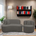 Ver imagem 2 de Kit 2 Poltronas com Sofá Curvo 2 Lugares Feijão Forma Orgânica 1,50 Bouclé Maranata