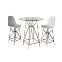Ver imagem 1 de Jogo Mesa Bistrô Eames Vidro 60Cm 2 Banquetas Branca Base Ferro Cobre - Cor: Branco