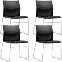 Ver imagem 1 de Kit 04 Cadeiras Empilhável Fixa Link F02 Base Aço Cinza Preto - Lyam Decor