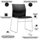 Ver imagem 2 de Kit 04 Cadeiras Empilhável Fixa Link F02 Base Aço Cinza Preto - Lyam Decor