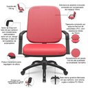 Ver imagem 3 de Cadeira de Escritório Giratória com Braço Preta Magno P03 Vinil Vermelho - Lyam Decor