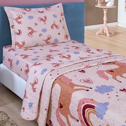 Colcha Cobre Leito Bouti Dupla Face Solteiro Infantil Kids 2 Peças - Unicórnio Bia Enxovais - 2 Colcha Cobre Leito Bouti Dupla Face Solteiro Infantil Kids 2 Peças - Unicórnio Bia Enxovais - 2