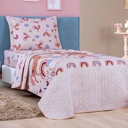 Colcha Cobre Leito Bouti Dupla Face Solteiro Infantil Kids 2 Peças - Unicórnio Bia Enxovais - 1 Colcha Cobre Leito Bouti Dupla Face Solteiro Infantil Kids 2 Peças - Unicórnio Bia Enxovais - 1