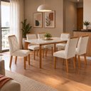 Ver imagem 1 de Conjunto de Mesa de Jantar Dublin 180 Tp MDF Canto Copo 6 Cadeiras Irlanda