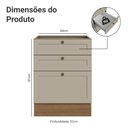 Ver imagem 2 de Balcão de Cozinha 60 cm 3 Gavetas (sem Tampo) Rustic/Crema Vik Madesa