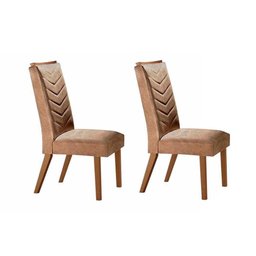 Kit 2 Cadeiras Sala Jantar Londrina Madeira 2 Un Capuccino/animale Chocolate - Rufato - 1