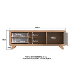 Rack para Tv 75 Polegadas 100% Mdf 180x60cm Jimmy - 11