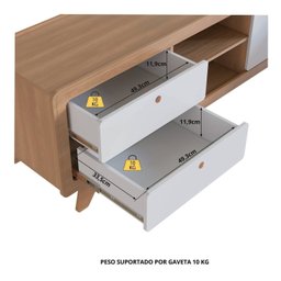 Rack para Tv 75 Polegadas 100% Mdf 180x60cm Jimmy - 10