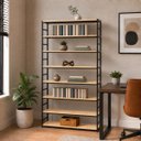 Ver imagem 2 de Estante Multiuso Organizador Livreiro Estilo Industrial 180x90 Preto Natural