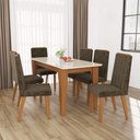 Ver imagem 1 de Conjunto Sala de Jantar Mesa Tampo de Vidro Fidelitá Génova com 6 Cadeiras
