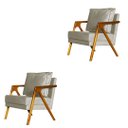 Ver imagem 1 de Kit 2 Poltronas Cadeira Mona Luxo Recepção - Suede Bege