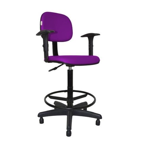 Cadeira Caixa Secretaria Bolt com Braço - Couro Sintetico Corano - Roxo