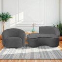 Ver imagem 1 de Kit Divã Recamier Orgânico Marrocos 150cm Lado Esquerdo e 1 Poltronas Amore Linho Cinza Escuro