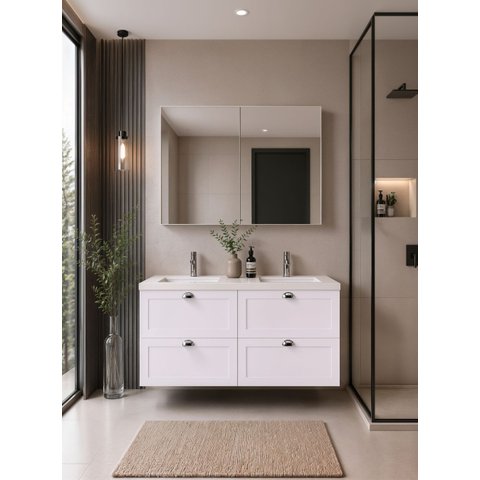 Gabinete para Banheiro com Armário 120cm Retro MDF Branco Milano - On Móveis