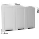Ver imagem 4 de Armario Aereo 3 Portas 120 Cm Mdf Cz3310 Branco Tecno Mobili