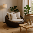 Ver imagem 1 de Poltrona Londres Estofada Luxo Premium Base Giratória e Almofadas Bouclé e Courino Sala Moderna:bouc