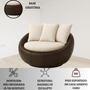Ver imagem 5 de Poltrona Londres Estofada Luxo Premium Base Giratória e Almofadas Bouclé e Courino Sala Moderna:bouc