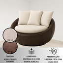 Ver imagem 4 de Poltrona Londres Estofada Luxo Premium Base Giratória e Almofadas Bouclé e Courino Sala Moderna:bouc