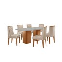 Ver imagem 2 de Mesa de Jantar Eloise 180cm Tampo Mdf com Vidro 6 Cadeiras Veludo Creme Off White Naturale