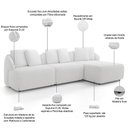 Ver imagem 4 de Sofá 3 Lugares com Chaise Direito Sala Living 248cm Arlo F04 Bouclê Off White - Lyam Decor