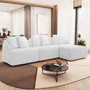 Ver imagem 1 de Sofá 3 Lugares com Chaise Direito Sala Living 248cm Arlo F04 Bouclê Off White - Lyam Decor