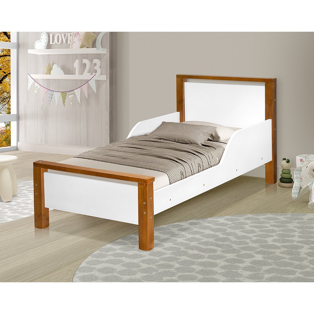 Mini Cama Infantil Montessoriana Branca com Mel