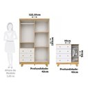 Ver imagem 3 de Quarto de Bebê Guarda-Roupa 4 Portas e Cômoda 4 Gavetas Levy 100% MDF Branco/Amêndoa Espresso Móveis