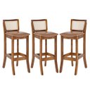 Ver imagem 1 de Kit 3 Banquetas Alta em Madeira Imbuia Portugal Estofada Impermeável Caramelo L85 Rmi