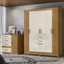 Ver imagem 2 de Conjunto de Quarto Guarda Roupa Malta com Comoda Venus Freijo/off White/frisado