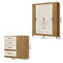 Ver imagem 4 de Conjunto de Quarto Guarda Roupa Malta com Comoda Venus Freijo/off White/frisado
