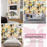 Papel de Parede Auto Adesivo Lambe Lambe Efeito Colagem Floral Vinil Decorativo Quarto Sala 3m - 4