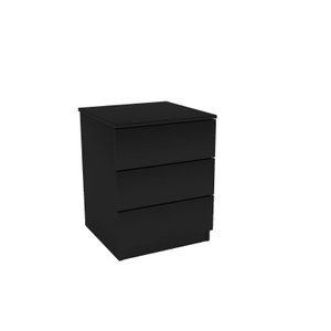 Mesa de Cabeceira 3 Gavetas Veronna Tcil Preto Fosco