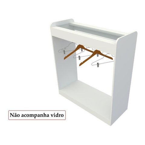 Balcão Cabideiro Central M2 Arara Expositor Lojas Roupas Vetorial Móveis Branco