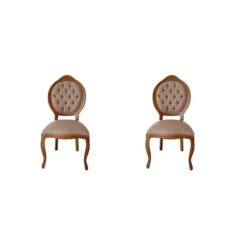 Kit 2 Caderiras Medalhão Entalhada Encosto Captonê