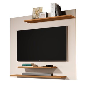Painel para Tv até 40 Polegadas 90x90 com 3 Prateleiras Sala Quarto Dubai Off White Natura