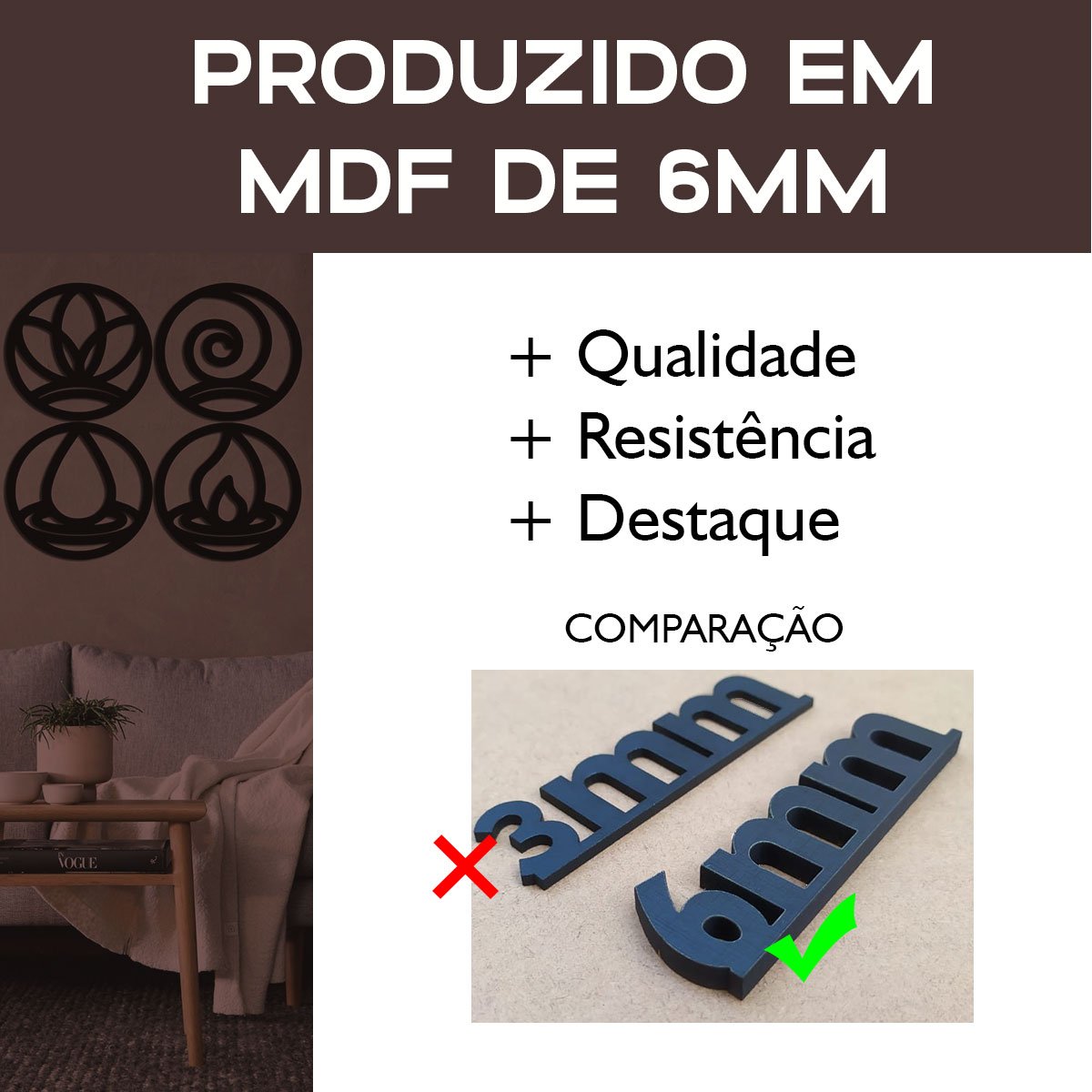 Aplique De Parede Decorativo Em Mdf 6mm Guitarra Geométrica - 5