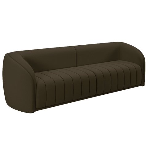 Sofá 03 Lugares para Sala de Estar Pés em Madeira 292 Cm Lazio M03 Veludo Marrom - Lyam Decor