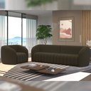 Ver imagem 2 de Sofá 03 Lugares para Sala de Estar Pés em Madeira 292 Cm Lazio M03 Veludo Marrom - Lyam Decor